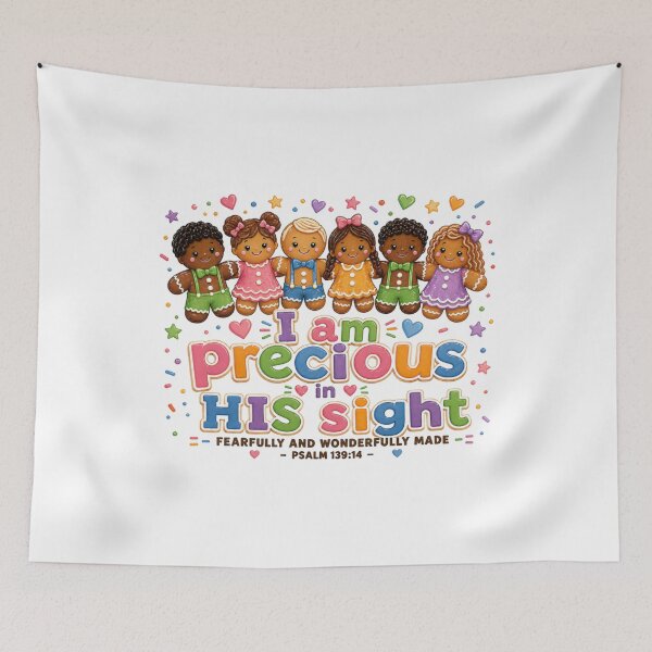 Item preview, I am Precious in HIS Sight Christian Kids Gingerbread Design Psalm 139 14 Faith Based Gift designed and sold by GENX-AUTISM-DAD.