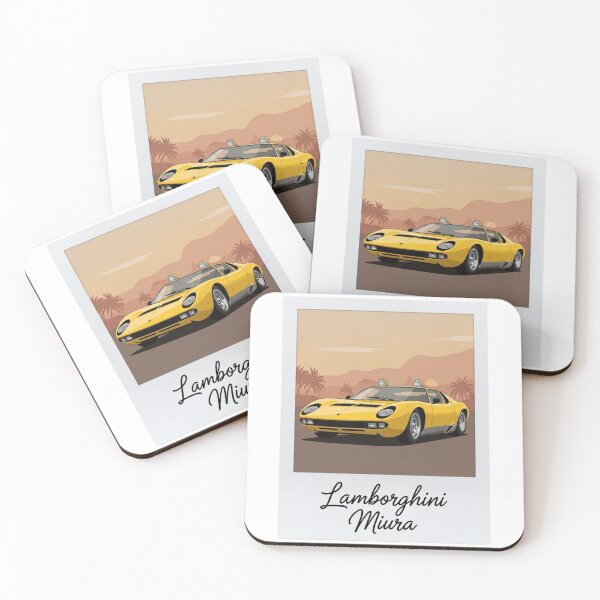 Item preview, Lamborghini Miura Safari Classic Yellow Supercar Retro Polaroid Art designed and sold by Motorline44.