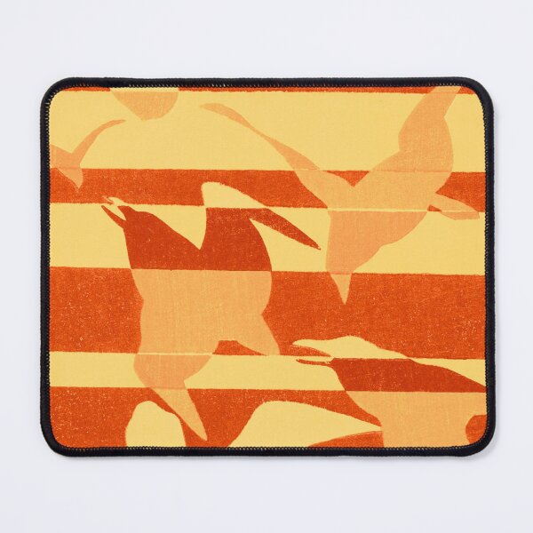 Item preview, Migration— Seagulls in Flight Orange Stripe Woodblock Print designed and sold by LouDSarG.