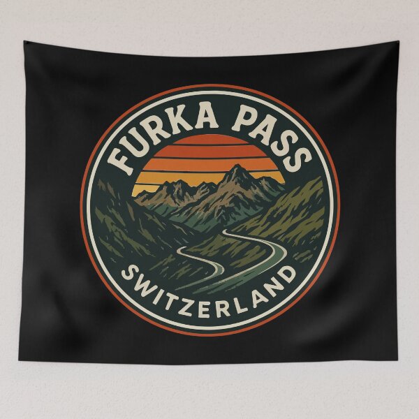 Item preview, Furka Pass Switzerland Alpst Retro Vintage Travel designed and sold by TomFrontierArt.