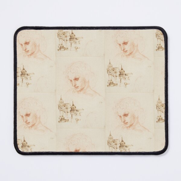 Item preview, The Head of Saint James and Architectural Sketches by Leonardo da Vinci Renaissance Drawing Poster designed and sold by artofuniverse.