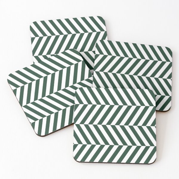 Item preview, White And Forest Green Herringbone Pattern designed and sold by pattern-archive.