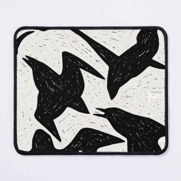 Item preview, Migration IV — Seagulls in Flight Raw Black & White Woodcut designed and sold by LouDSarG.