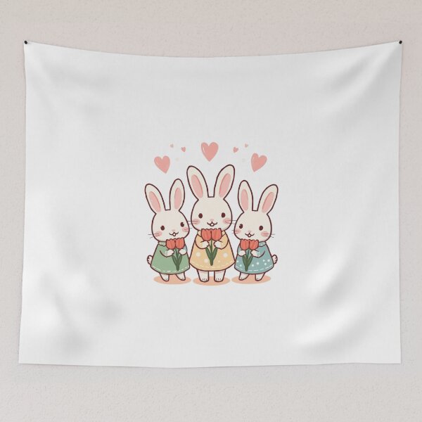 Item preview, Rabbits with Tulips designed and sold by PatronesKawai.