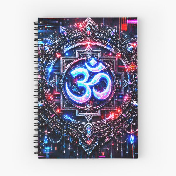 Item preview, Om & Yantra Mandala Neon — Hindu God Art | Cyberpunk designed and sold by CosmicLotusArt.