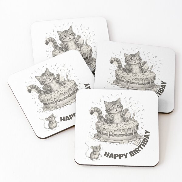 Item preview, Surprised Birthday Cat - Chaos in the Cake designed and sold by ByAnad.