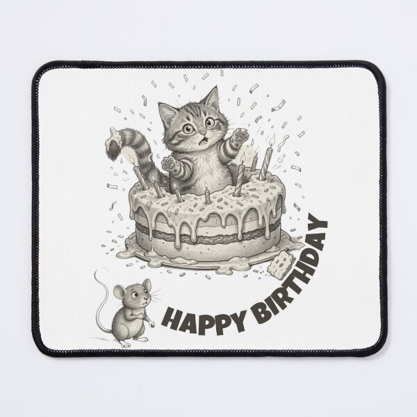 Item preview, Surprised Birthday Cat - Chaos in the Cake designed and sold by ByAnad.