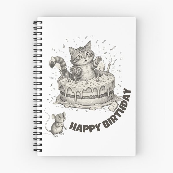 Item preview, Surprised Birthday Cat - Chaos in the Cake designed and sold by ByAnad.