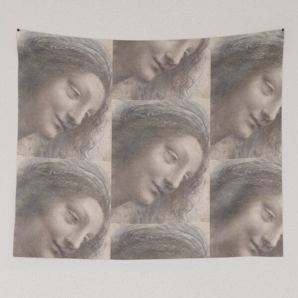 Item preview, The Head of the Virgin by Leonardo da Vinci High Renaissance Portrait Drawing Print designed and sold by artofuniverse.