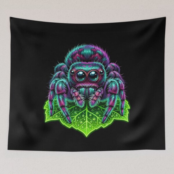 Item preview, Cute Jumping Spider Macro | Vibrant Kawaii Arachnology Art designed and sold by PiotrT.