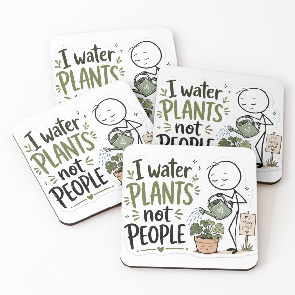 Item preview, I Water Plants Not People Funny Plant Lover Stickman Gardening Humor Minimalist Nature Aesthetic designed and sold by StickyGuys.