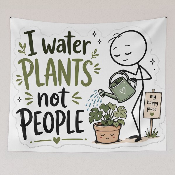 Item preview, I Water Plants Not People Funny Plant Lover Stickman Gardening Humor Minimalist Nature Aesthetic designed and sold by StickyGuys.