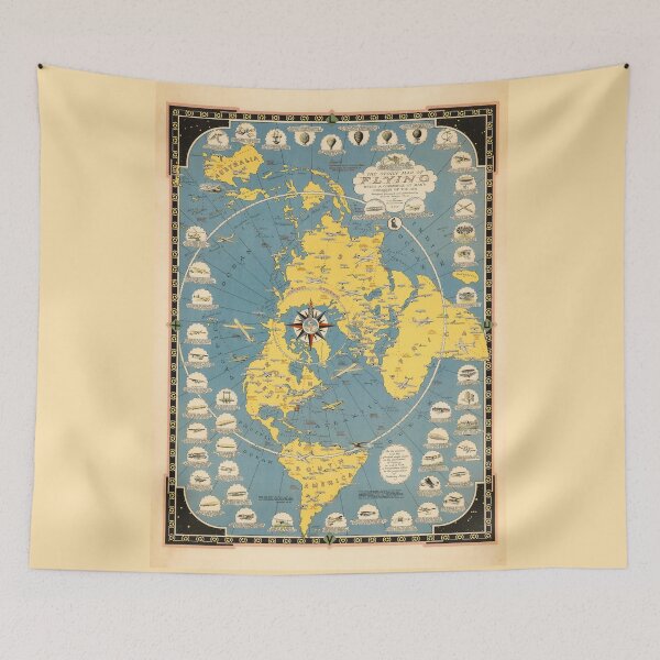 Item preview, Vintage Map of Flying designed and sold by PetsArt.