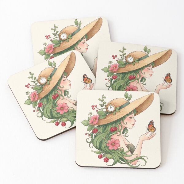 Item preview, Nature Goddess - Whimsical Cottagecore Girl with Butterfly & Wildflowers designed and sold by VineVibe16Studio.