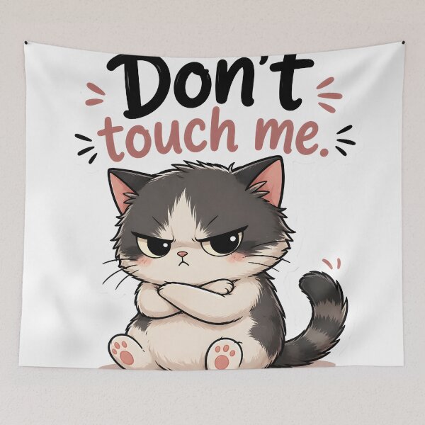 Item preview, Cute Angry Cat Don’t Touch Me Funny Cat Lover Aesthetic Pet Personality Chibi Cat Illustration designed and sold by StickyGuys.