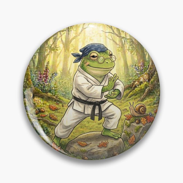 Item preview, Vintage Zen Frog Tai Chi Master – Forest Mindfulness Illustration designed and sold by EnlightArt.