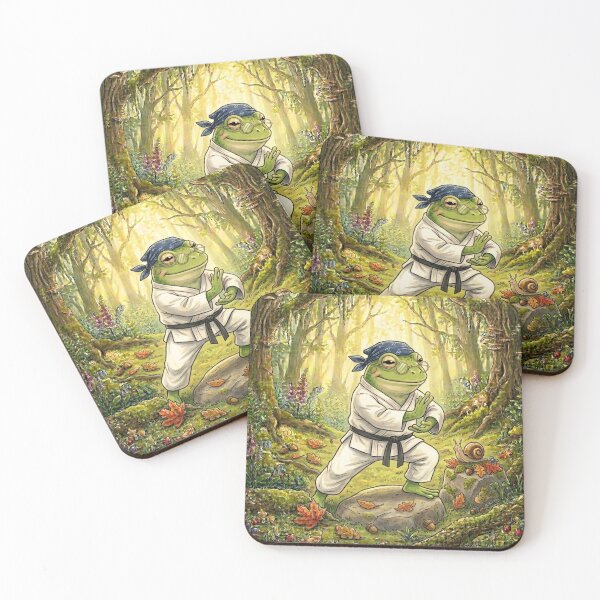 Item preview, Vintage Zen Frog Tai Chi Master – Forest Mindfulness Illustration designed and sold by EnlightArt.