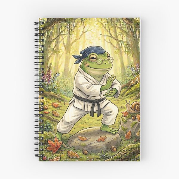 Item preview, Vintage Zen Frog Tai Chi Master – Forest Mindfulness Illustration designed and sold by EnlightArt.