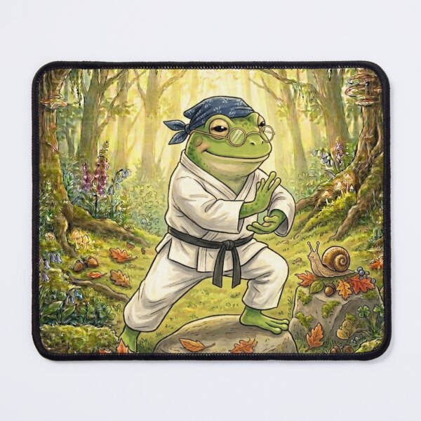 Item preview, Vintage Zen Frog Tai Chi Master – Forest Mindfulness Illustration designed and sold by EnlightArt.