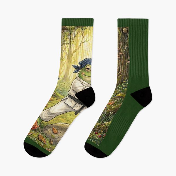Item preview, Vintage Zen Frog Tai Chi Master – Forest Mindfulness Illustration designed and sold by EnlightArt.