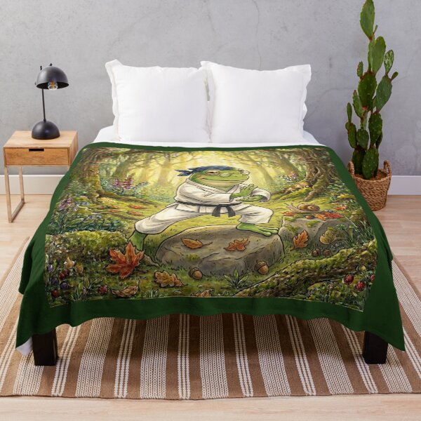 Item preview, Vintage Zen Frog Tai Chi Master – Forest Mindfulness Illustration designed and sold by EnlightArt.