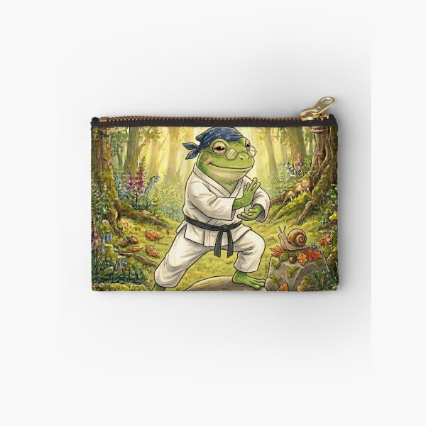 Item preview, Vintage Zen Frog Tai Chi Master – Forest Mindfulness Illustration designed and sold by EnlightArt.