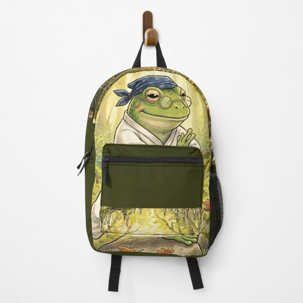 Item preview, Vintage Zen Frog Tai Chi Master – Forest Mindfulness Illustration designed and sold by EnlightArt.
