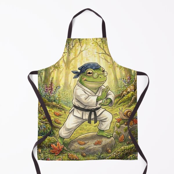 Item preview, Vintage Zen Frog Tai Chi Master – Forest Mindfulness Illustration designed and sold by EnlightArt.