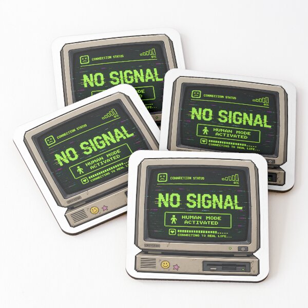 Item preview, No Signal Human Mode Retro Computer Glitch Aesthetic Funny Tech Burnout Digital Detox Pixel Art designed and sold by StickyGuys.