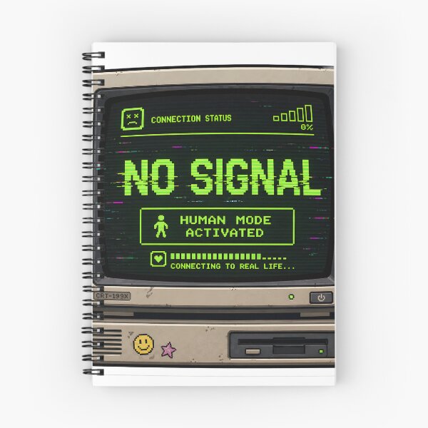 Item preview, No Signal Human Mode Retro Computer Glitch Aesthetic Funny Tech Burnout Digital Detox Pixel Art designed and sold by StickyGuys.