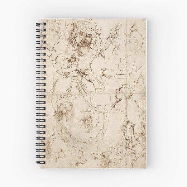 Item preview, Madonna and Child with the Infant Baptist by Leonardo da Vinci Renaissance Sketch Print designed and sold by artofuniverse.