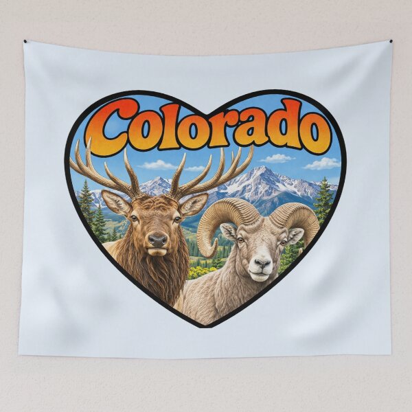 Item preview, Colorado - Elk and Bighorn Sheep Heart Shape designed and sold by Myra365Art.