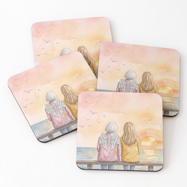 Item preview, Guardian Angel Mother and Daughter Watercolor Sunset designed and sold by RosetteArtists.