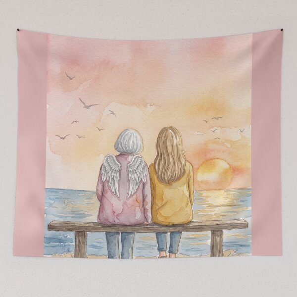 Item preview, Guardian Angel Mother and Daughter Watercolor Sunset designed and sold by RosetteArtists.