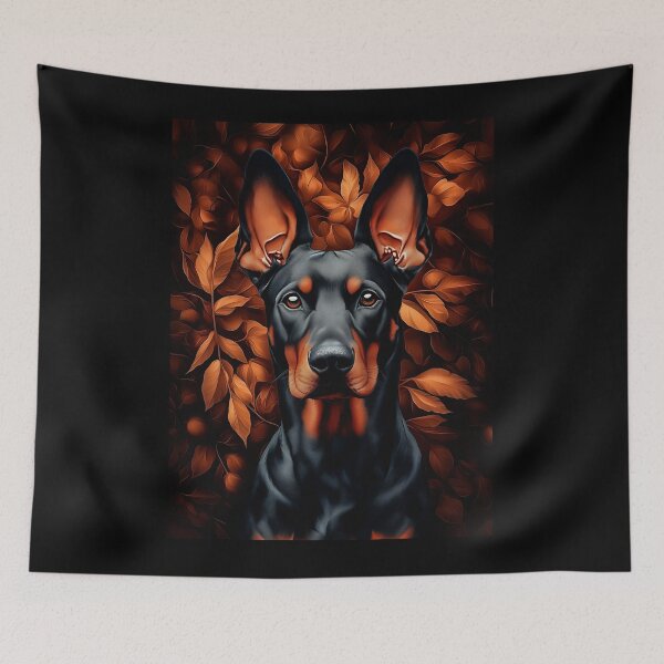 Item preview, Doberman Portrait with Autumn Leaves designed and sold by PetsArt.
