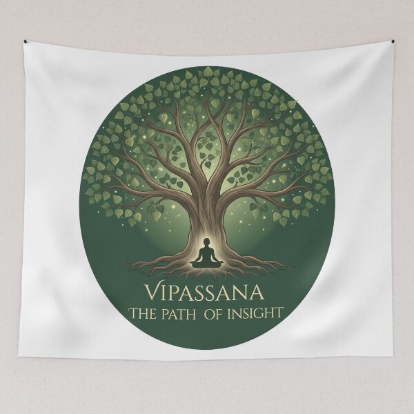 Item preview, Vipassana – The Path of Insight | Meditating Figure Under Bodhi Tree Zen Design designed and sold by ArtsyExplorer.