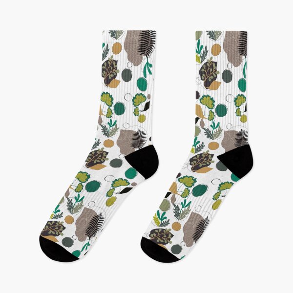 Item preview, Abstract Botanical Geometric Pattern With Leaves And Circles designed and sold by Vibria Pattern Studio.