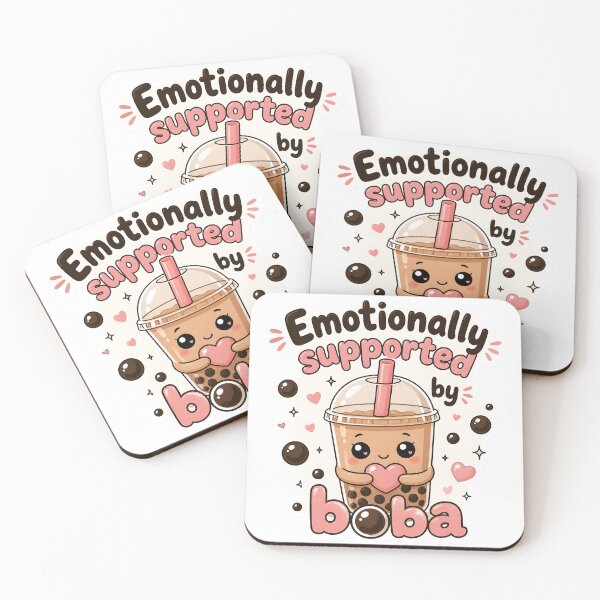 Item preview, Emotionally Supported by Boba Cute Bubble Tea Aesthetic Funny Food Lover Kawaii Dessert Design designed and sold by StickyGuys.