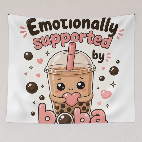 Item preview, Emotionally Supported by Boba Cute Bubble Tea Aesthetic Funny Food Lover Kawaii Dessert Design designed and sold by StickyGuys.