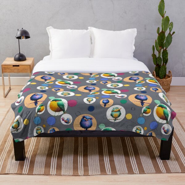 Aperçu de l'œuvre Motif géométrique et coloré avec des oiseaux rigolos créée et vendue par Vibria Pattern Studio.