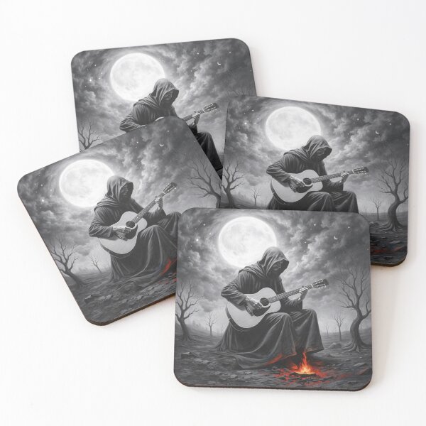 Item preview, Guitarist playing with a full moon by fire designed and sold by ericlatimer67.