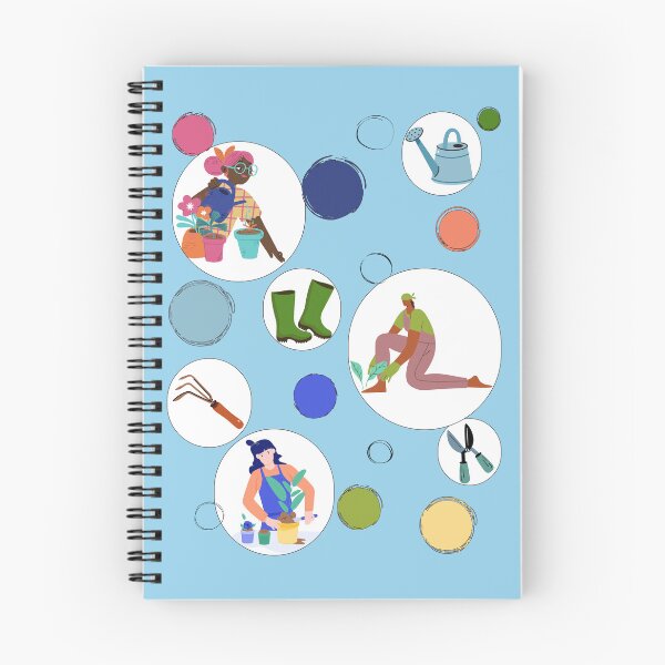Item preview, Botanical Gardening Pattern With Plants, Tools And Gardeners designed and sold by Vibria Pattern Studio.