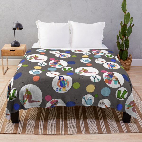 Item preview, Botanical Gardening Pattern With Plants, Tools And Gardeners designed and sold by Vibria Pattern Studio.