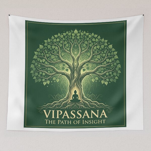Item preview,  Vipassana – The Path of Insight | Meditating Figure Under Bodhi Tree Design designed and sold by ArtsyExplorer.