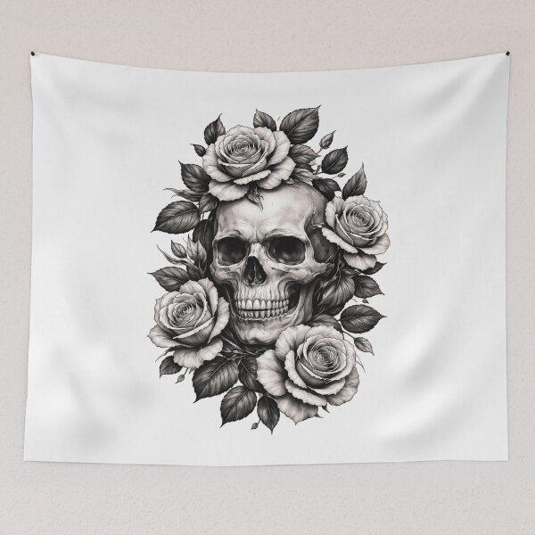 Artikelvorschau, totenkopf und rosen clipart tattoo design entworfen und verkauft von X-ecute.