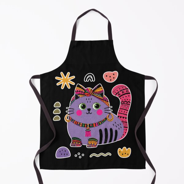 Item preview, Afro Boho Purple Cat designed and sold by ZunZunArt.