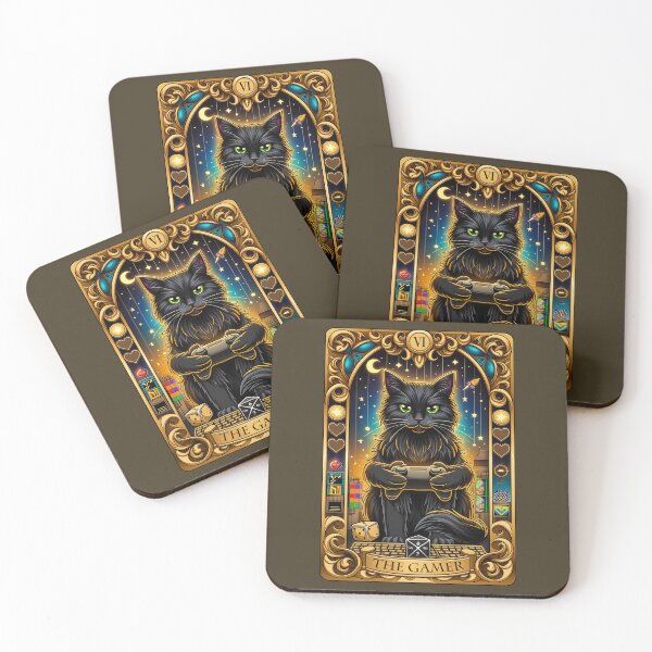 Item preview, The Gamer Black Cat Tarot Card designed and sold by PetsArt.