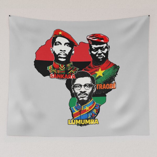 Item preview, Ibrahim Traore Thomas Sankara Patrice Lumumba - Pan African leaders map designed and sold by Youngkev-arts.
