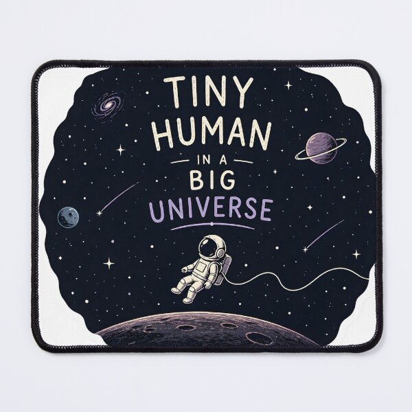 Item preview, Tiny Human Big Universe Astronaut Aesthetic Space Minimal Surreal Cosmic Quote Design designed and sold by StickyGuys.