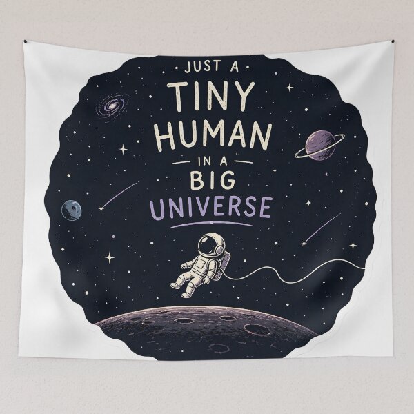 Item preview, Tiny Human Big Universe Astronaut Aesthetic Space Minimal Surreal Cosmic Quote Design designed and sold by StickyGuys.